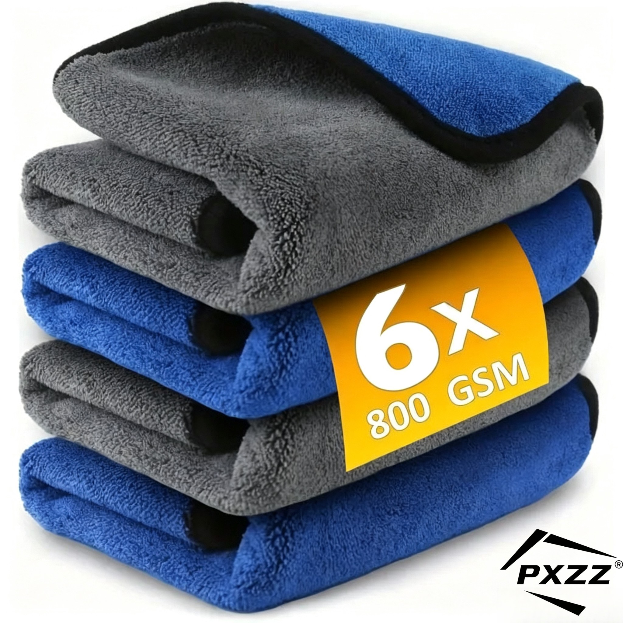 TEMU 6pcs Microfiber Car Wash Towels, Soft And Quick-drying, For Windshield And Mirror Surfaces, Double-layer Cleaning Cloths For Household Use