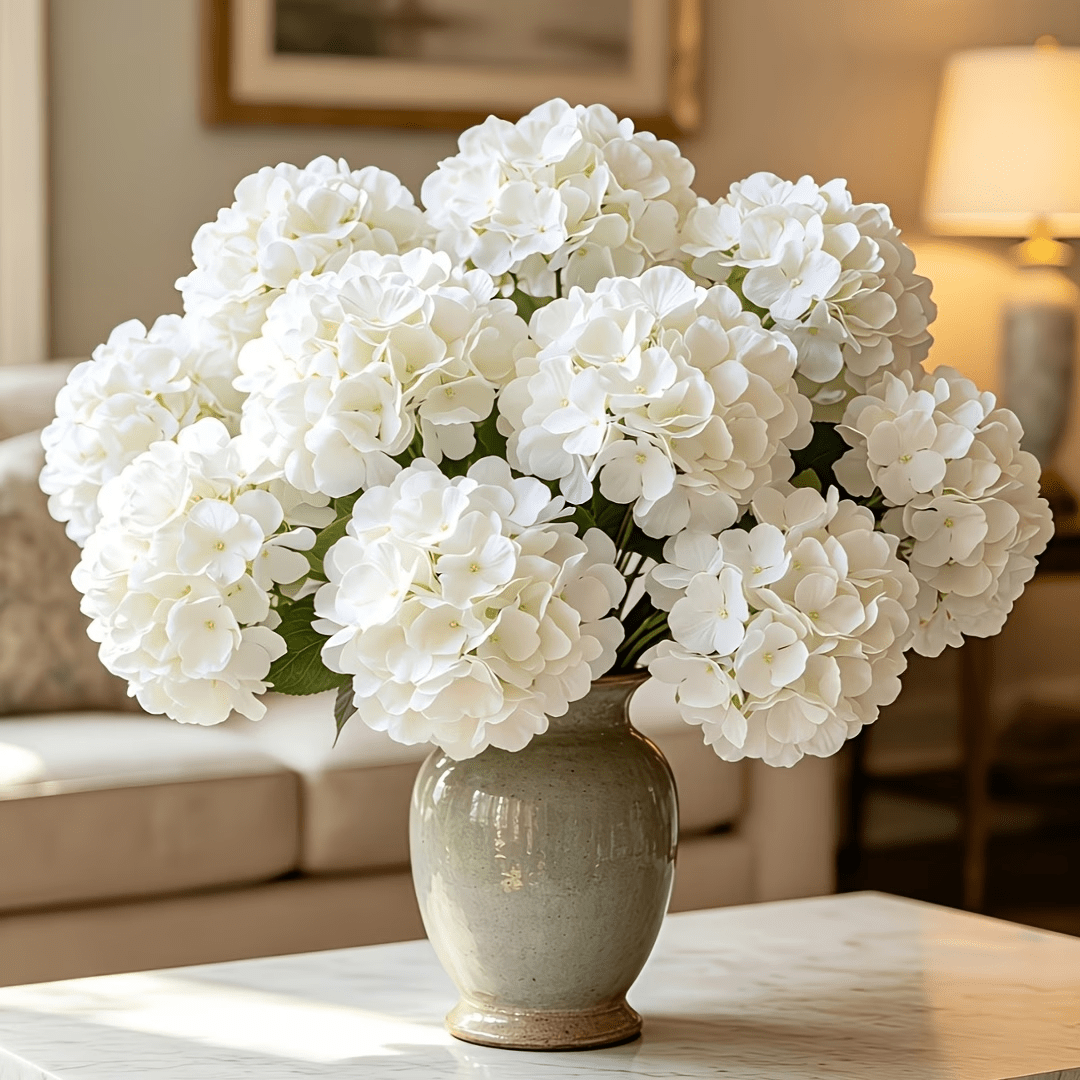 TEMU 12pcs Premium Simulation Hydrangea Fake Flowers, Photography Wedding Party Home Decor, Realistic Material Artificial Floral