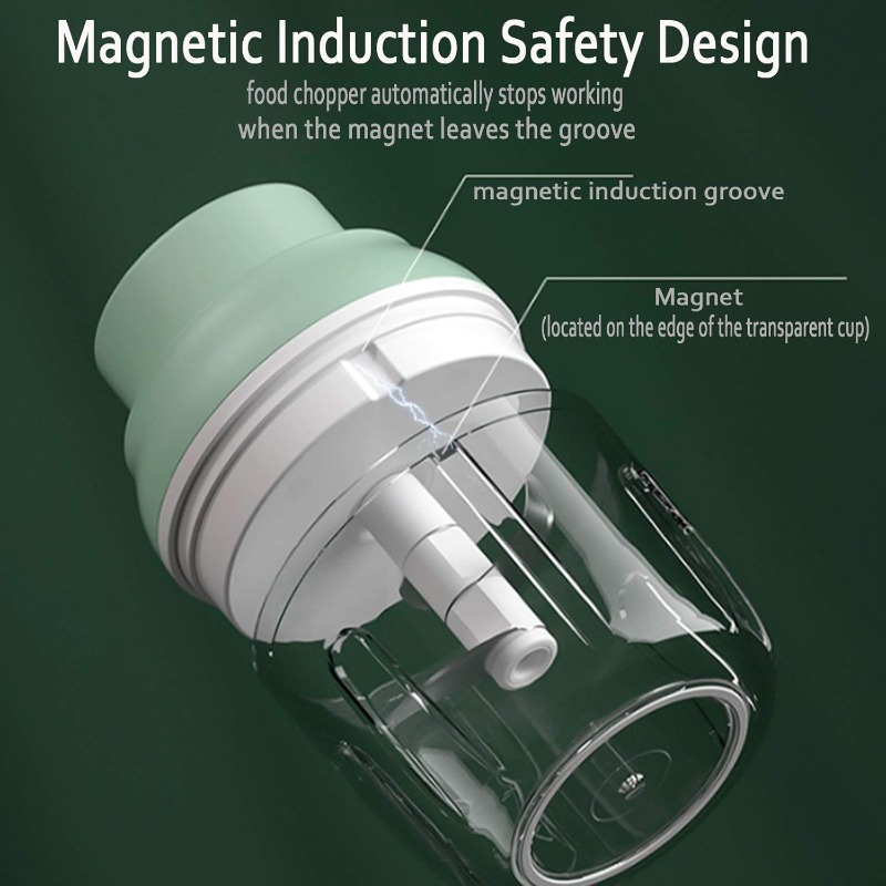 8.45oz electric mini food processor with usb-powered     - compact portable cordless-like operation, semi-automatic chopper with safety lock & ergonomic handle for garlic, vegetables, meat, nuts, food, smoothies - easy-  &   operation (usb charging required) - ideal for small kitchens & travel, space-saving food slicer & chopper device, food processor manual Product details 3