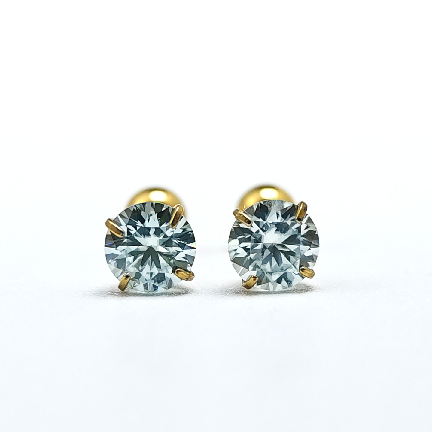 Unisex Light Blue Moissanite Stud Earrings, Stylish Gift