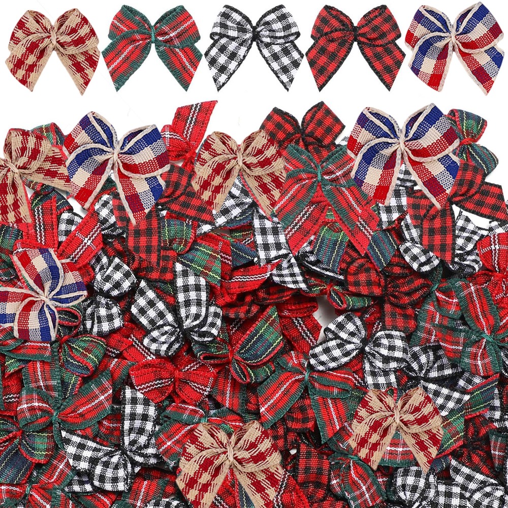 120pcs Christmas Ribbon Bows, Diy Craft For Sewing, Scrapbooking, Wedding, Christmas Tree, Christmas Gift Decorations