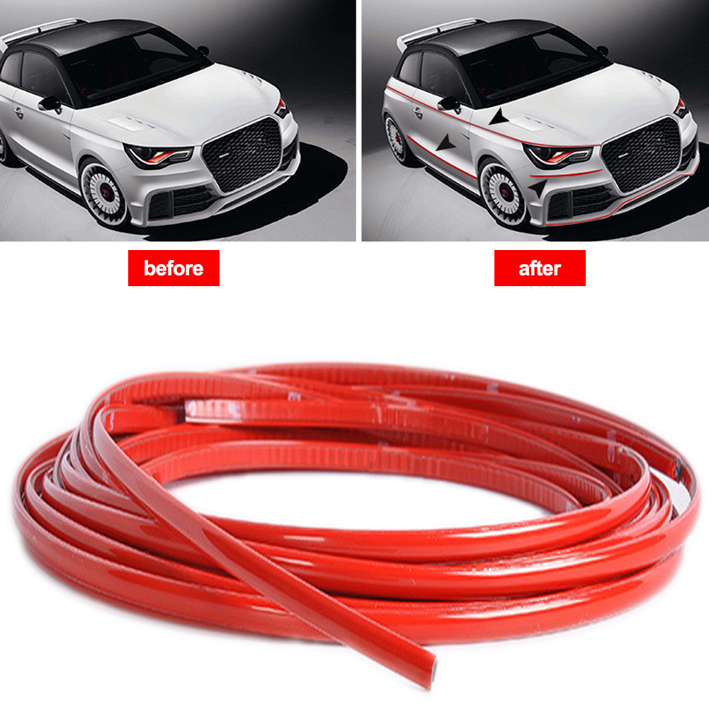 E-shop DIY-Auto Hochleistungs-Selbstklebender Roter Kratzfester PVC-Streifen - Für Türseiten, Stoßstangen - Einfache Anwendung (Kompatibel mit Autos,