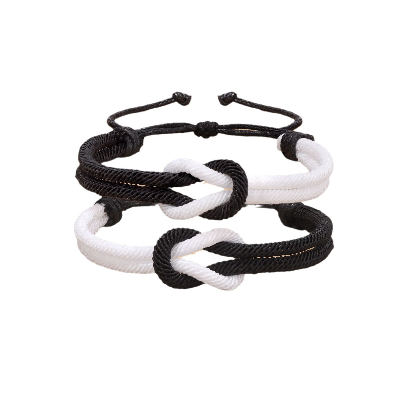 Black and White Knot Milan Rope Bracelet, Friendship Gift