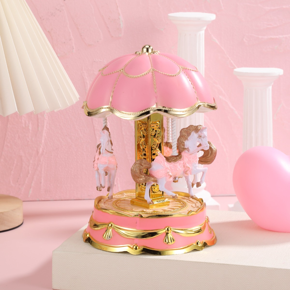 Image of Dreamlike Carousel Music Box, Lift Box, Elegant Horse Desktop Ornament, Romantic Musical Theme Decor, Perfect For Christmas, Birthdays, Weddings And Valentine's Day Gifts