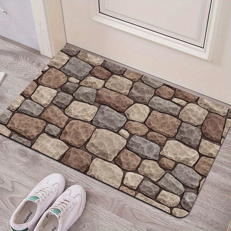 

Stone Pattern Doormat, Sponge Entrance Mat, , Pvc Backing, Mat, For , , Bathroom, , Bedroom