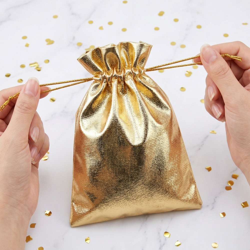 TEMU 30-pack Golden Organza Drawstring Bags - Suitable For Weddings, Parties, Christmas Candy Bags, Can Hold Jewelry, Candy, Small Gifts, 10 X 15 Cm