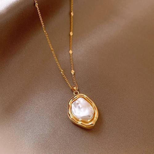 a fashionable and elegant new irregular pearl pendant necklace luxury and daily accessory for women and a birthday gift for party jewelry