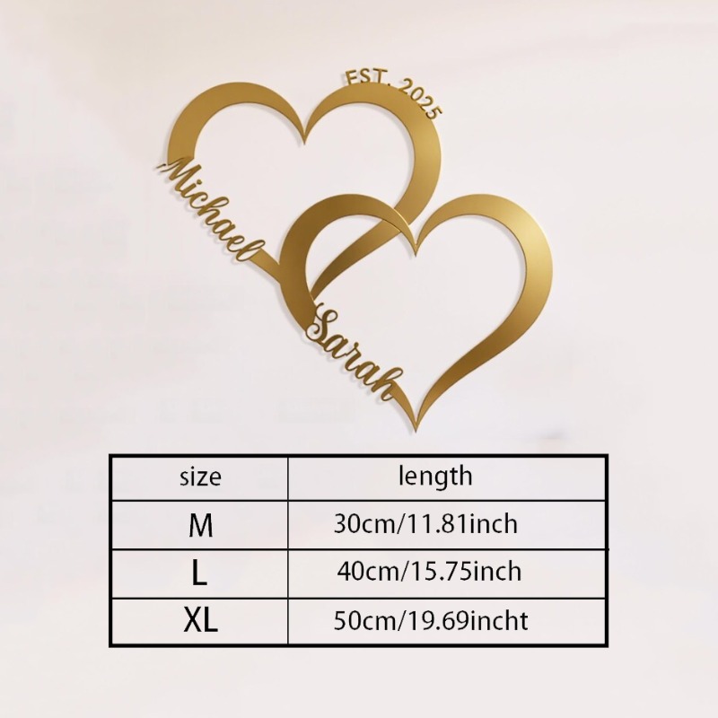 TEMU Personalized Metal Name Sign - Couple/ Names & Date - Text/initials - Wedding, Anniversary, Valentine's Gift - Wall Plaque For Home - Iron