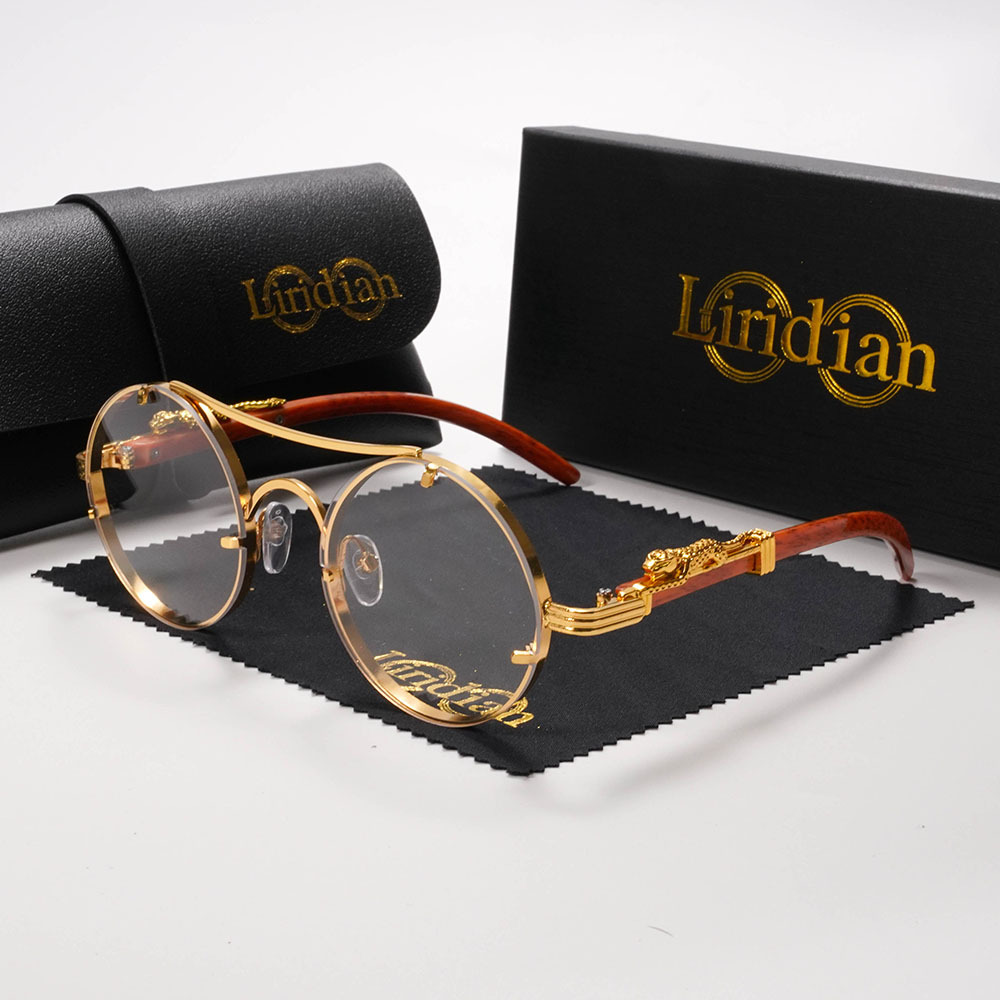 Image of Lridian Brand Premium Western 2026 Round Men's Plain Glasses, Same Style As Internet Celebrity, Unisex Plain Glasses, Performance Shooting Party Decorative Glasses, With Exquisite Glasses Case