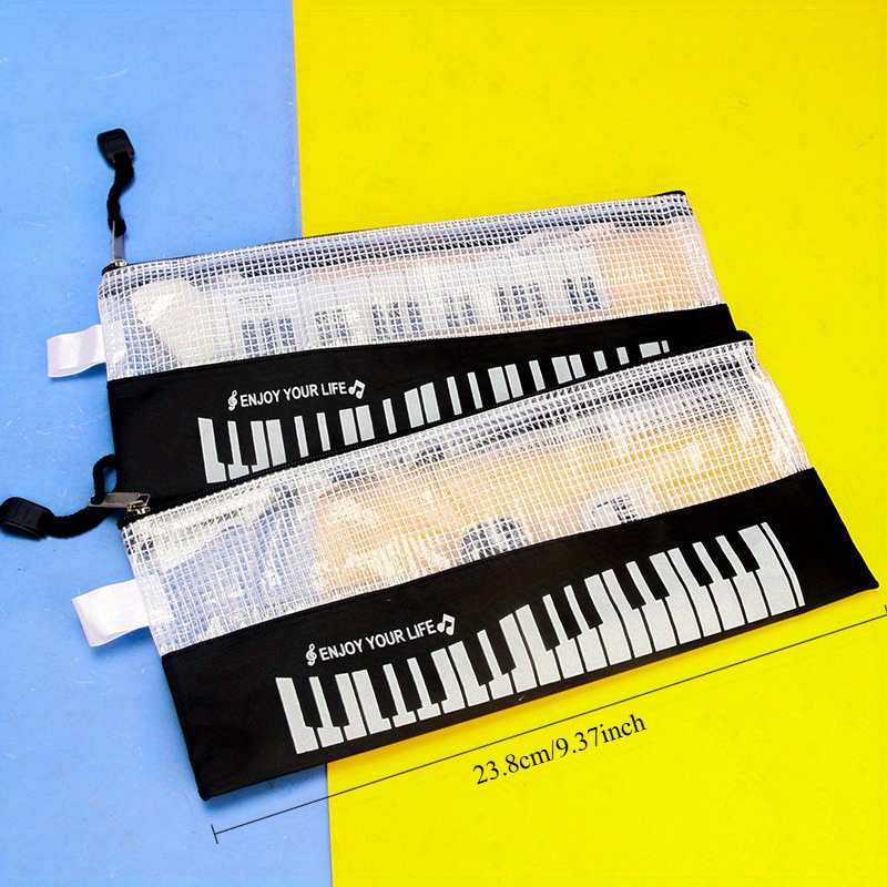 音楽文具セット6点 ピアノ音符バッグ 定規 鉛筆2本 消しゴム2個 広告