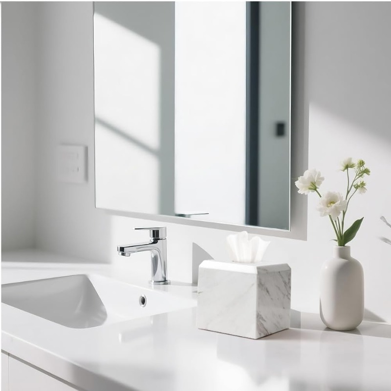 1pc extra heavy-duty natural marble tissue box cover & toilet paper holder - marble- , -slip base, fits square boxes, marble texture - marble countertop decor for bathroom, living room, office - ideal gift for elderly & low-    - fits 5.5” tissues (compatible with single/  boxes) - marble material, one-hand access, -slip pads, easy refill slot, tissue holder bathroom Product details 6