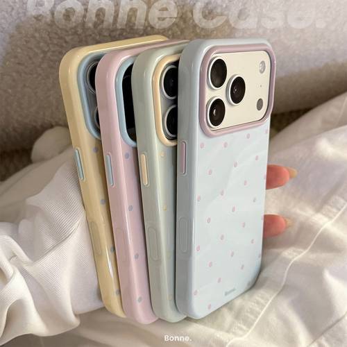 phone case polka dot macaron color block phone case for iphone 17 pro max iphone 16 pro max for 17 pro with independent buttons full coverage for iphone 15 soft case for iphone 14 and for iphone 13