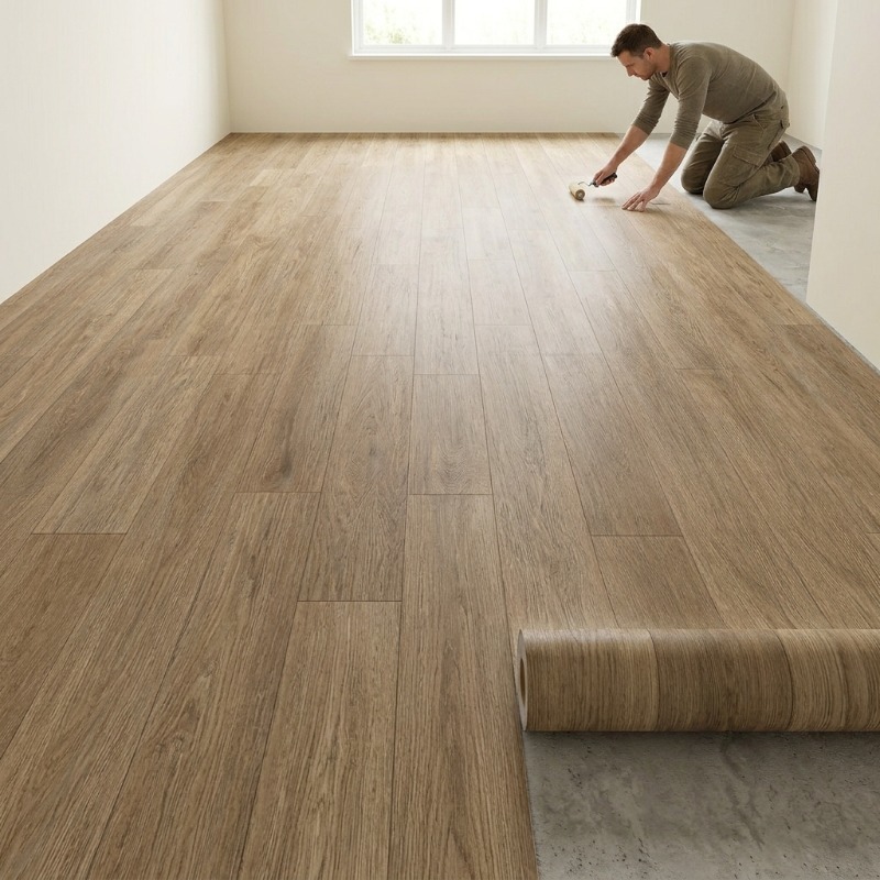 TEMU 1 Roll Thickened Peel-and-stick Self-adhesive Floor Sticker Suitable For Indoor Use, Pvc Vinyl With Realistic Wood Grain Texture, Easy To Clean,