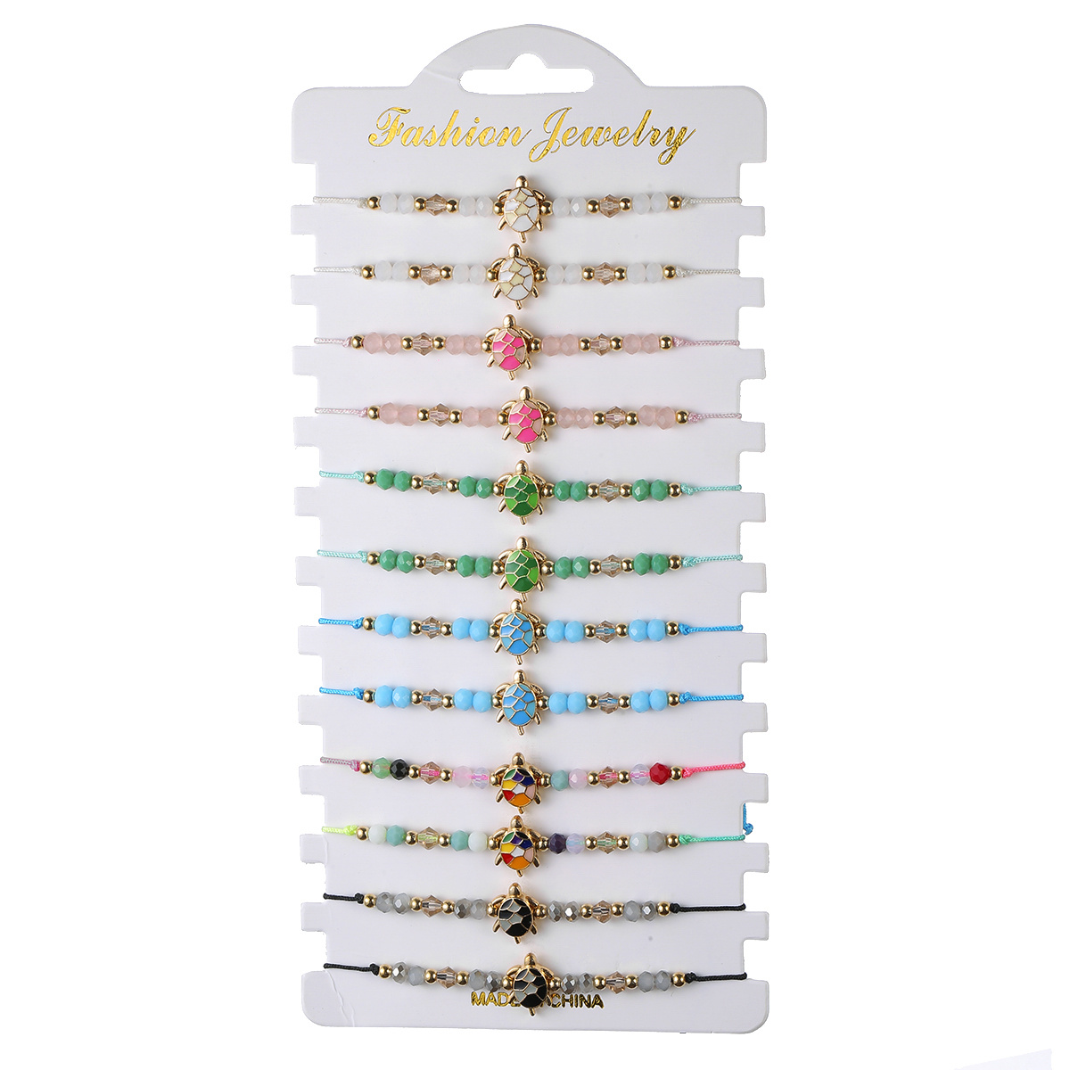 TEMU 12pcs Bohemian Sea Turtle Bracelets Set For Women - Adjustable Beaded Wristband, Color Block Turtle Jewelry Gift For Everyday & Party