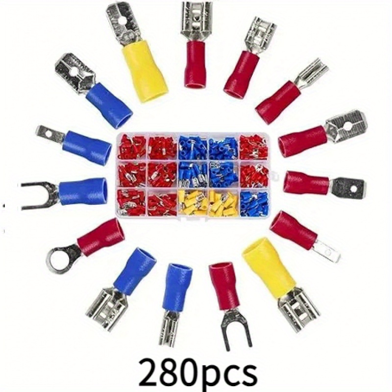TEMU 280pcs Insulated Crimping Terminal Block With Color Coding Connectors | Wire Crimping Tool Set | Suitable For Electrical Repair/auto Circuit
