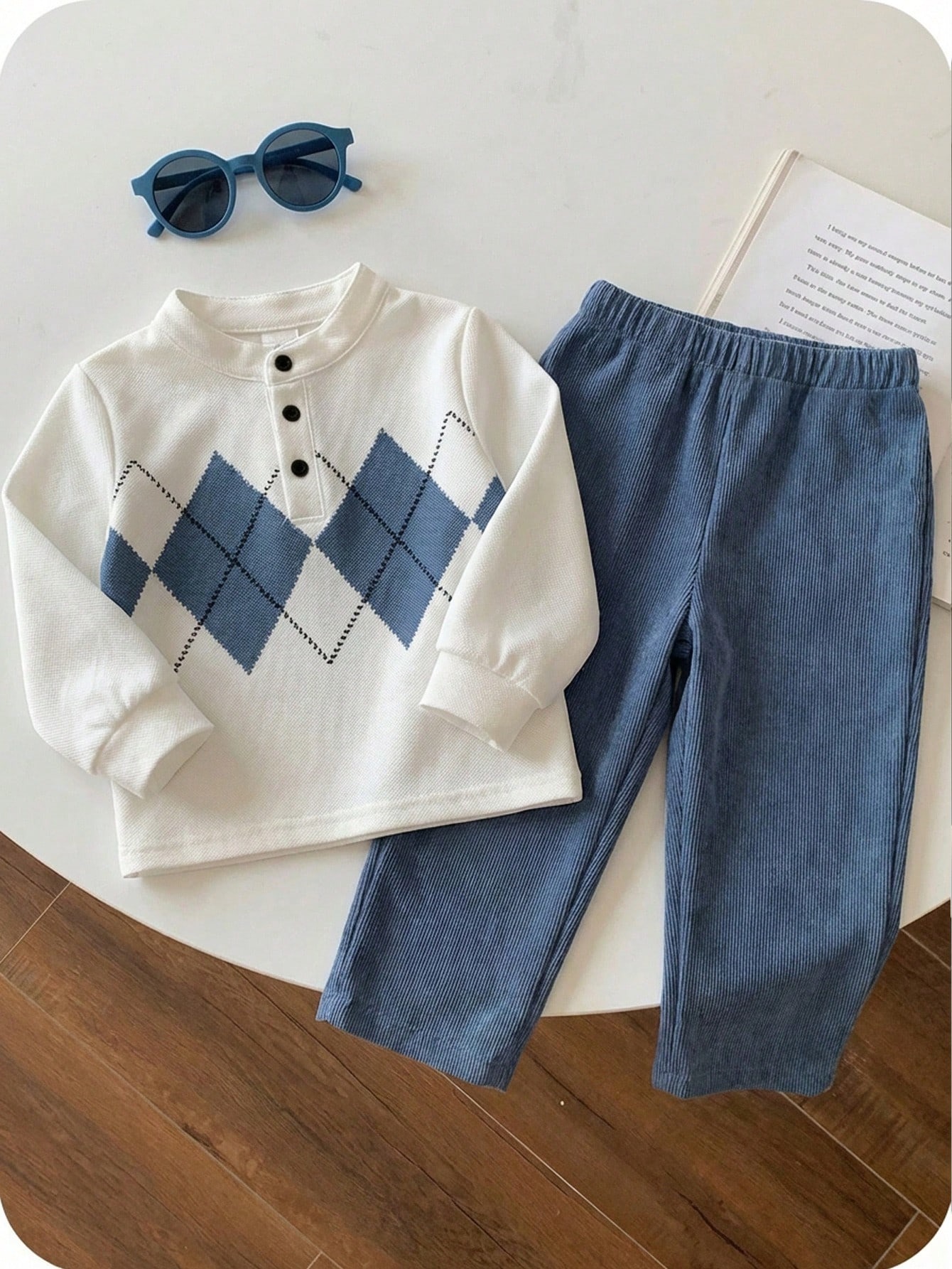 2pcs Boys' British Style Rhombus Set