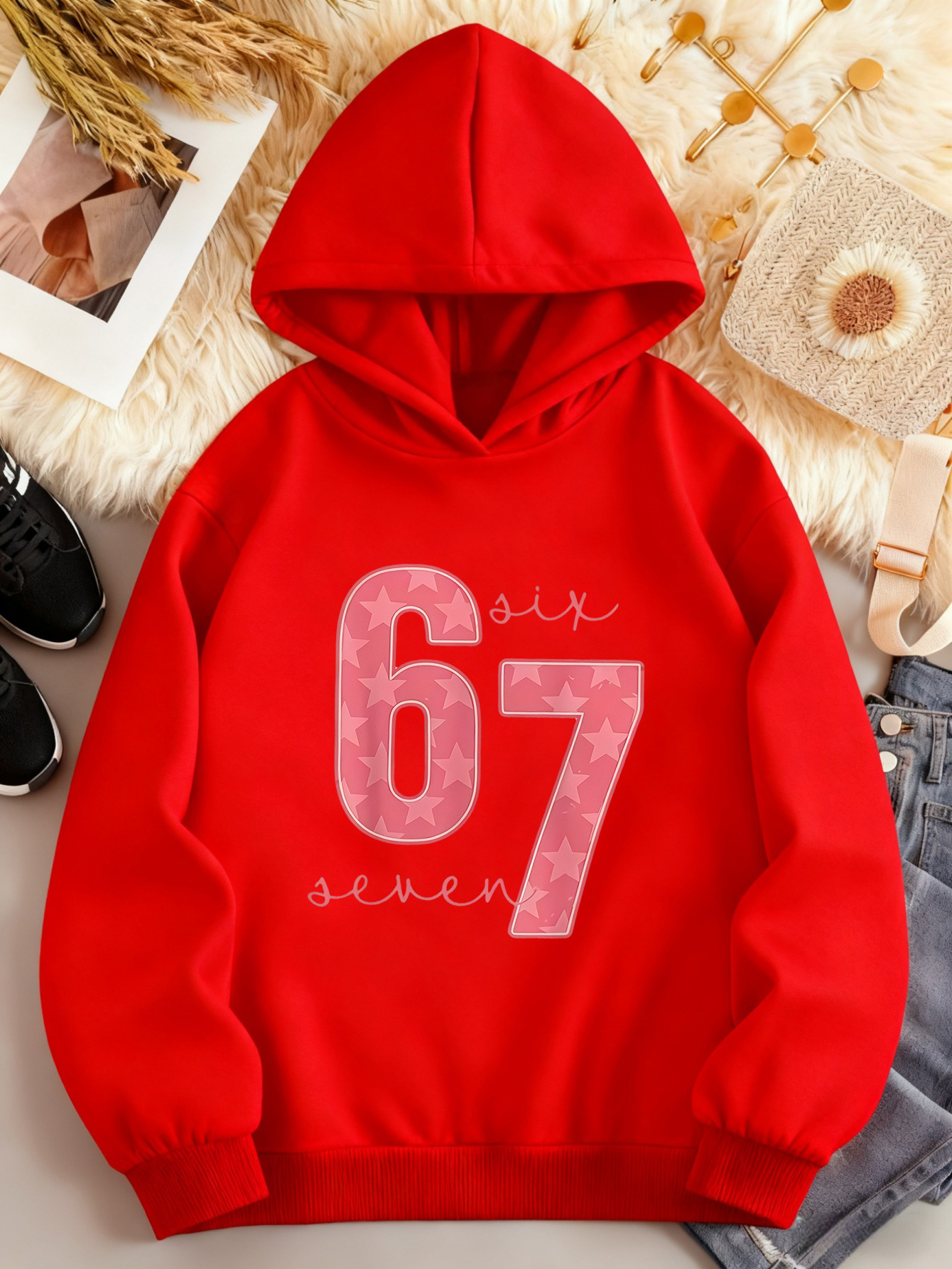 67 Jumper Hoodies Kids Nummer Hooded Pullover Tops Warm Cartoon Gedrukt