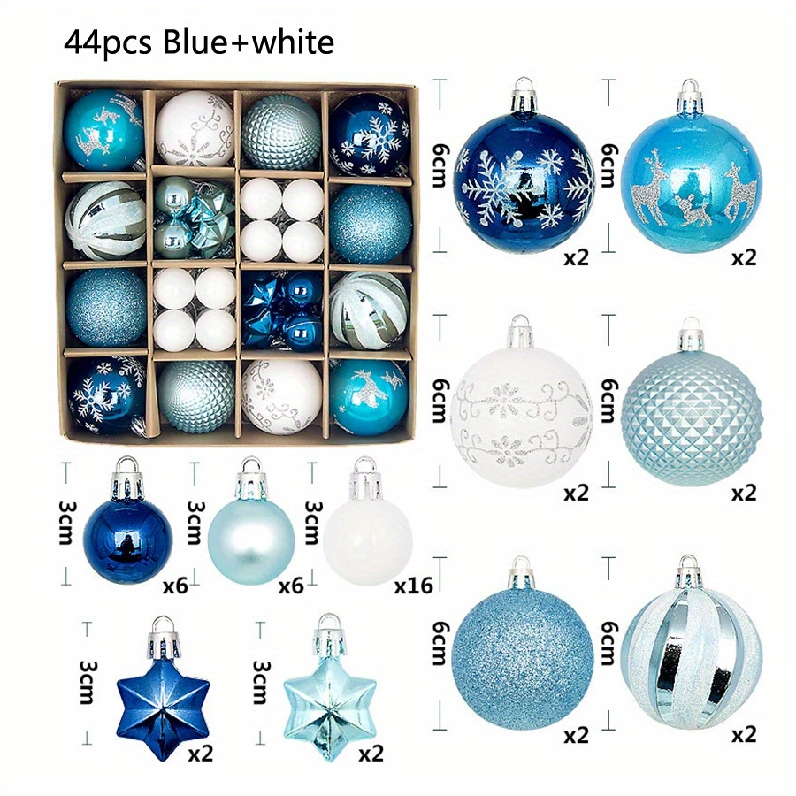 Décorations de Noël 44 pièces : ornements peints, boules suspendues et décorations festives pour arbre et scènes - Idéal pour fêtes, cadeaux et célébrations de Noël, Halloween et Nouvel An - Parfait pour famille et amis - Boules et ornements en plastique pour sapin