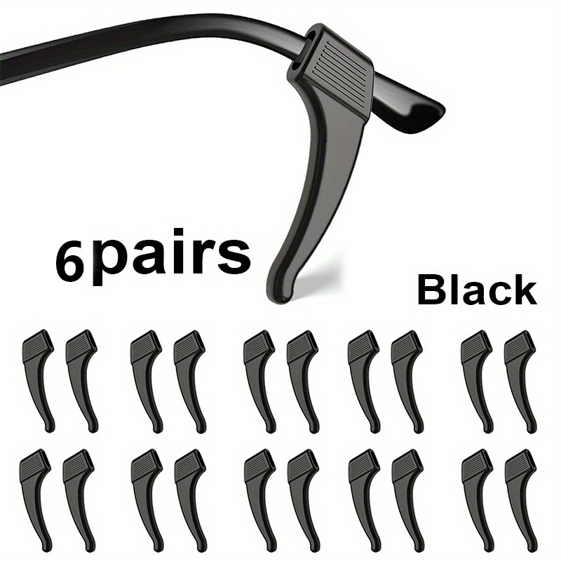 TEMU 12 pièces 6 paires de branches de lunettes antidérapantes avec clips d'oreille - Prise antidérapante, branches de lunettes sécurisées, adaptées