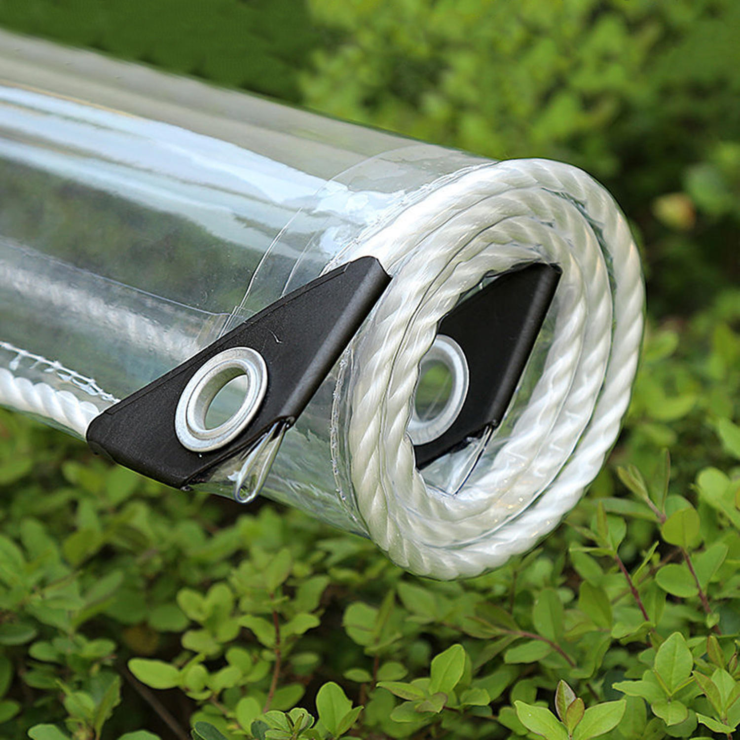 E-shop Strapazierfähiges und transparentes, verdicktes PVC-Gewebe für Markisen im Freien, mit verstärkten Metallösen für mehr Halt - Ideal für Markisen