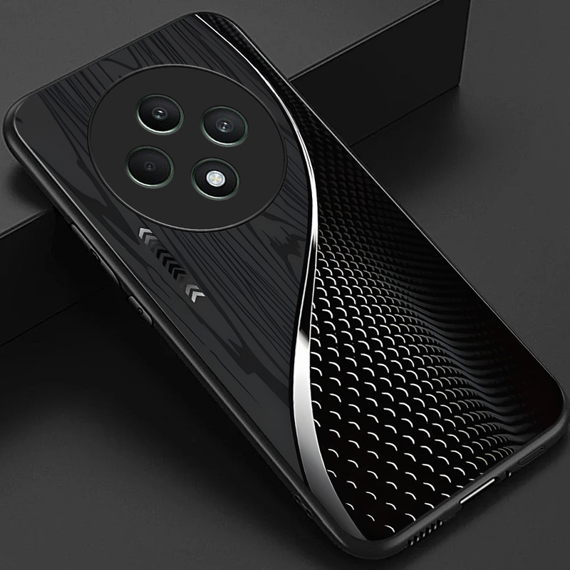 TEMU Phone Case: Case For Oppo Reno12 F F27 Phone Case, Stylish Black Green Brown And Scales Pattern Glossy Glass Back Cover Business Gift
