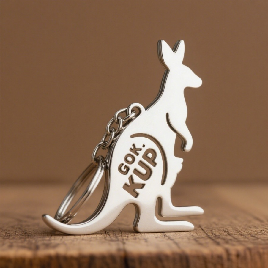 TEMU Personalized Kangaroo Keychain - Elegant Beige Animal Keychain, Valentine's Day, Christmas, Birthday Daily And Gifts - Men's And Women's Durable