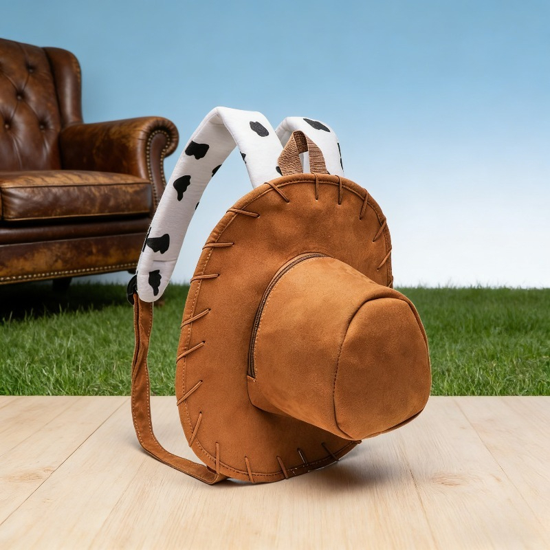 TEMU Cowboy Hat-shaped Backpack - Adjustable Strap Bookbag With Zipper Closure, Color Suitable For Travel, Parties,, Birthday Gifts, For &