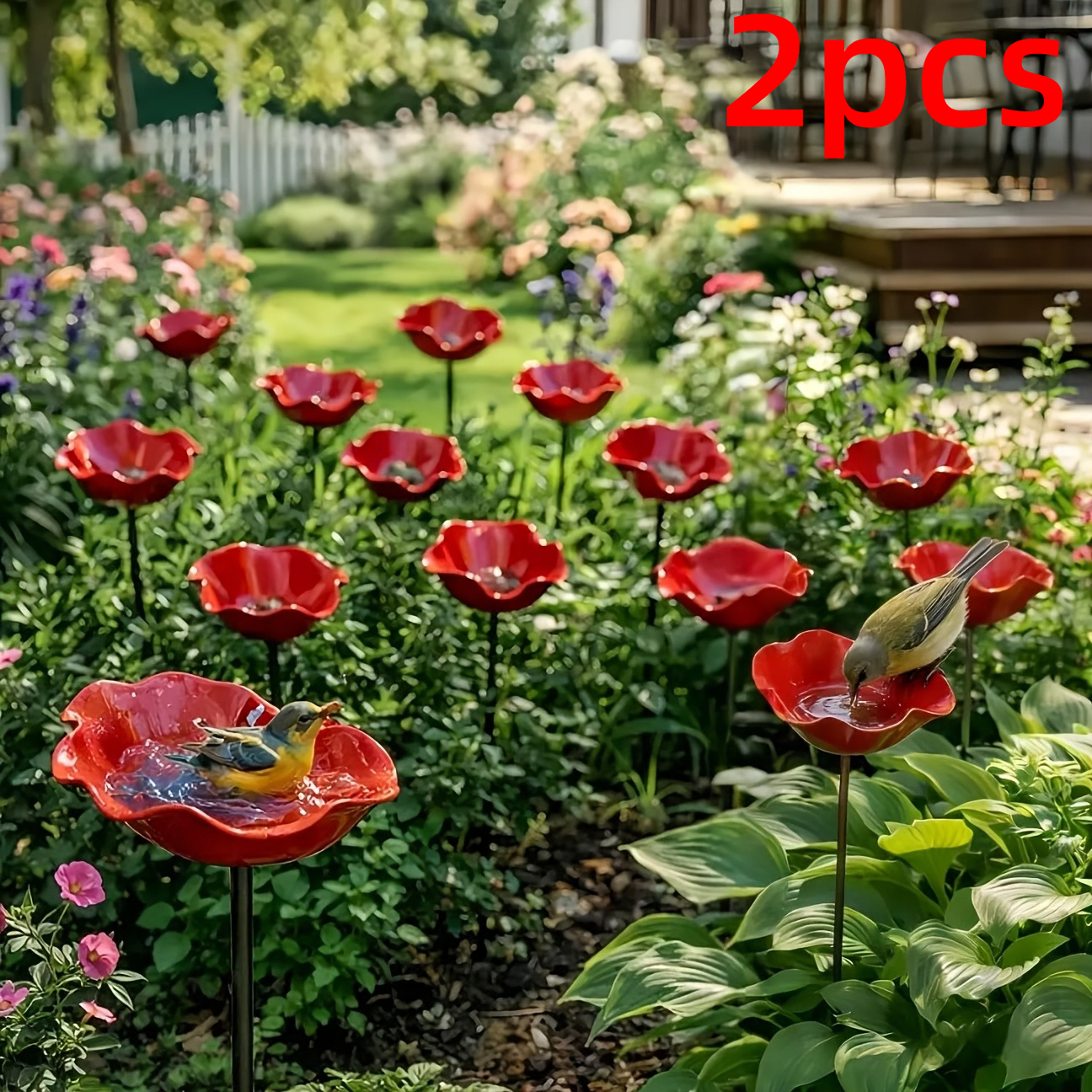 Image of 【3d】 [3d] 2026 New Handmade Flower Garden Stake, Bee Watering Station, Bee Bath For Garden Bee Water Feeder With , Colorful Bee Bath Bowl For Outdoor Yard Decor