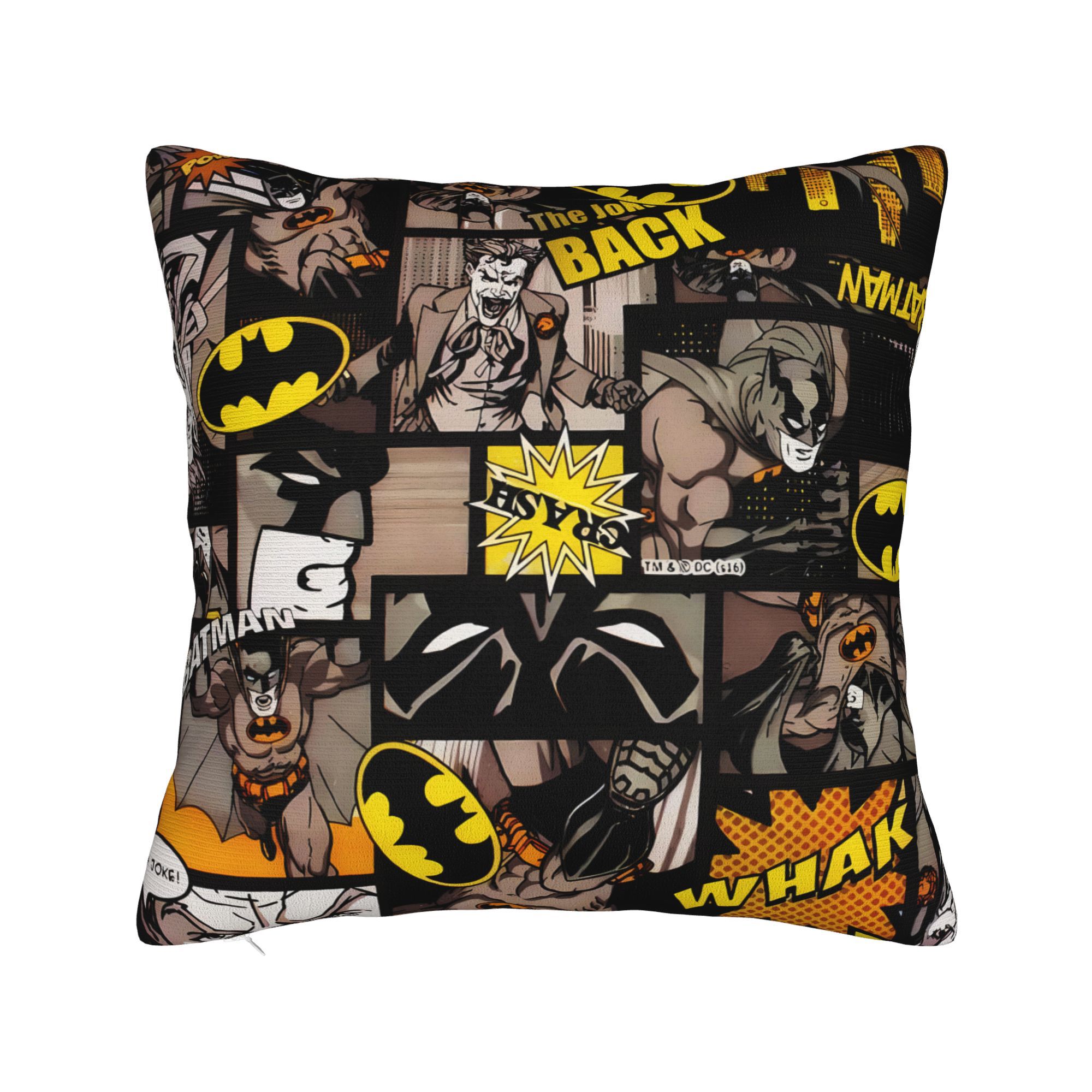 TEMU 2d Flat - Batman Comic Panels Sided Print Cushion Cover Home Comfortable With Zipper Closure 2d Print Design