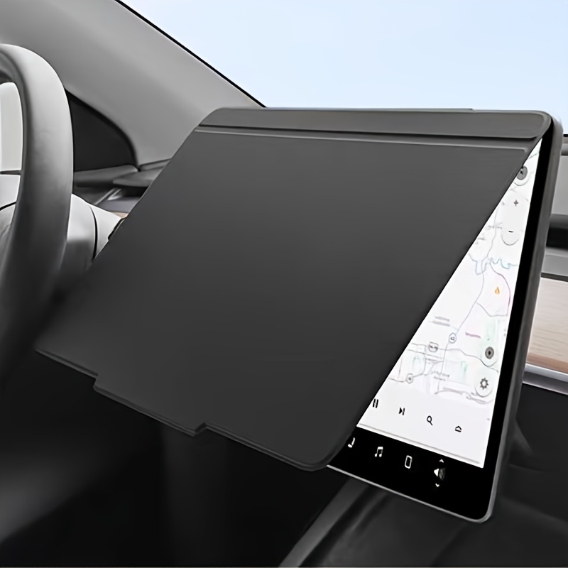 TEMU Protector de pantalla mejorado compatible con Model 3/Y 2024-2025, de cuero PU para , parasol para pantalla de consola central y cubierta