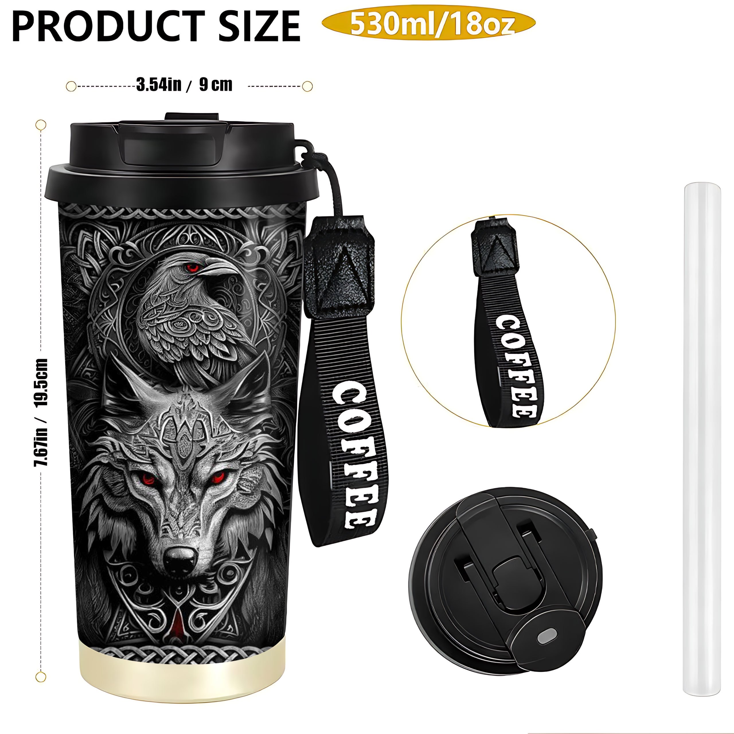 Image of 1pc 18oz Stainless Steel Coffee Mug With Lid - Leak-proof Travel Mug For Hot And Cold Drinks With Colorful Characters, Perfect For Cars, Outdoor Use And Easter Gifts
