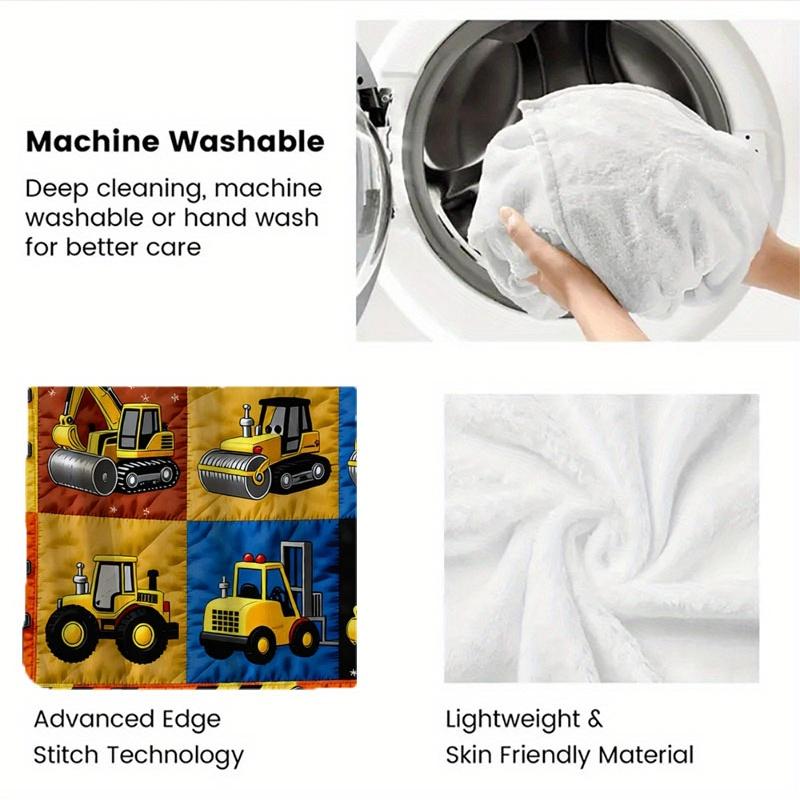 Cartoon Construction Vehicle Printed Throw Blanket