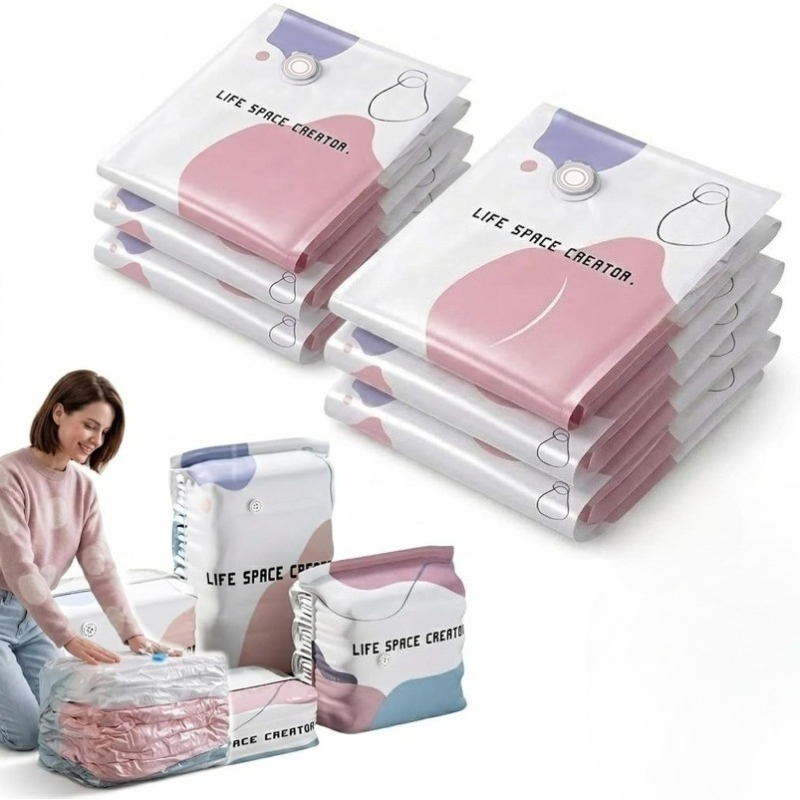 No Pump 3d Vacuum Storage Life Space Bags - 6pcs (+3l) For Clothes Blankets Bedding Comforters + Bonus Double Mesh Underwear Socks Organizer
