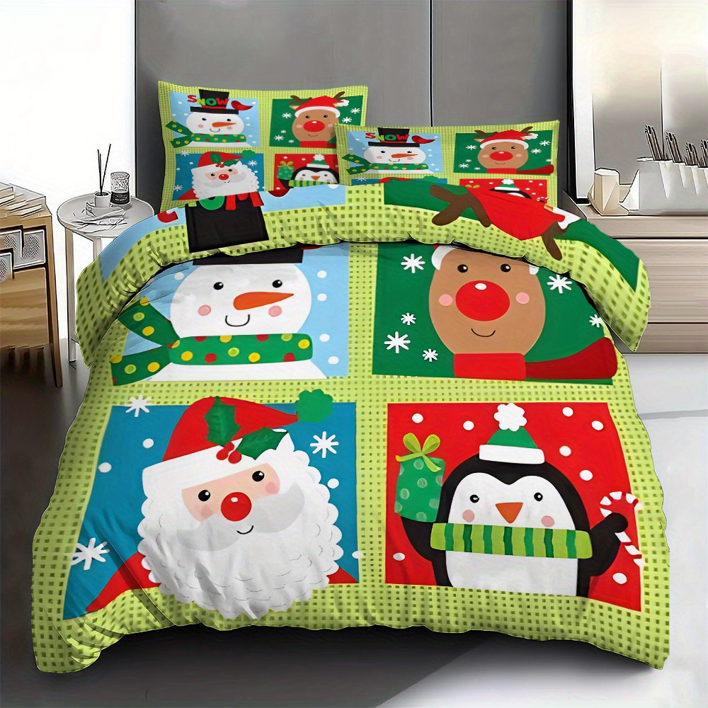 

3pcs Christmas Duvet Cover Set, 1*duvet Cover +2*pillowcase, No , Print Bedding Set, Soft And Comfortable, Suitable For Home Bedroom, Use, Suitable For All