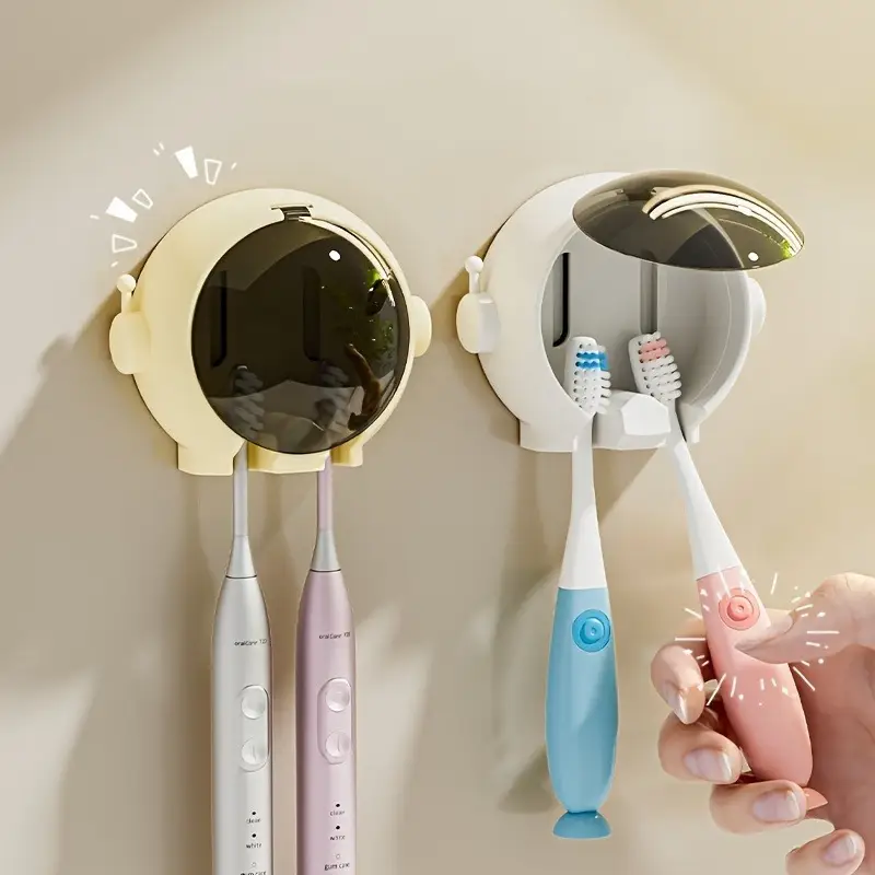 toothbrush stand wall mounted astronaut toothbrush holder for bathroom not drill space saving toothbrush holders set details 2