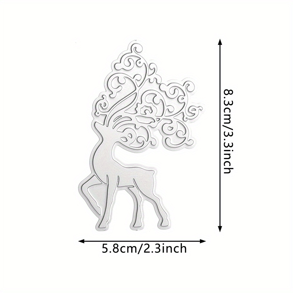 TEMU Christmas Reindeer With Intricate Antlers Foil Plates For Craft Card Making Photo Album Scrapbooking Decoration, Hot Foil Template Mould