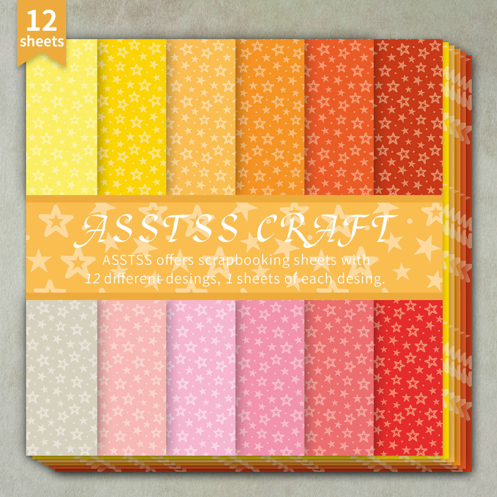 TEMU Lot de 12 feuilles de papier scrapbooking ASSTSS de pouces, papier de base style minimaliste fantaisiste avec d', papier cartonné épais pour
