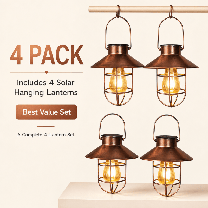 TEMU 1/2/4 piezas Linterna solar colgante de exterior IP65 - Lámpara colgante de bombilla Edison, , iluminación solar para patio, material duradero,