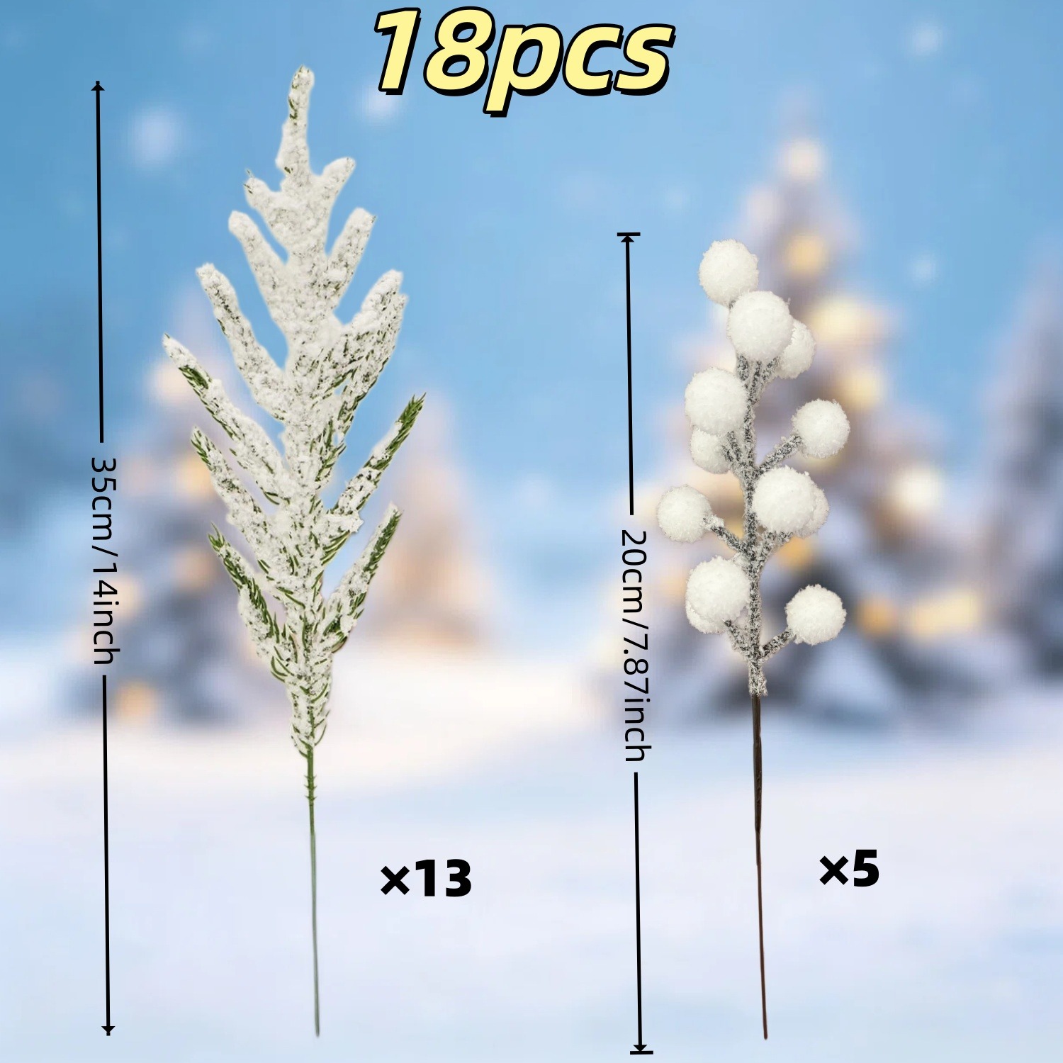 TEMU Set di 18 rami di pino di Norfolk realistici di e di natalizie artificiali, decorazione premium e resistente in plastica per albero di Natale da