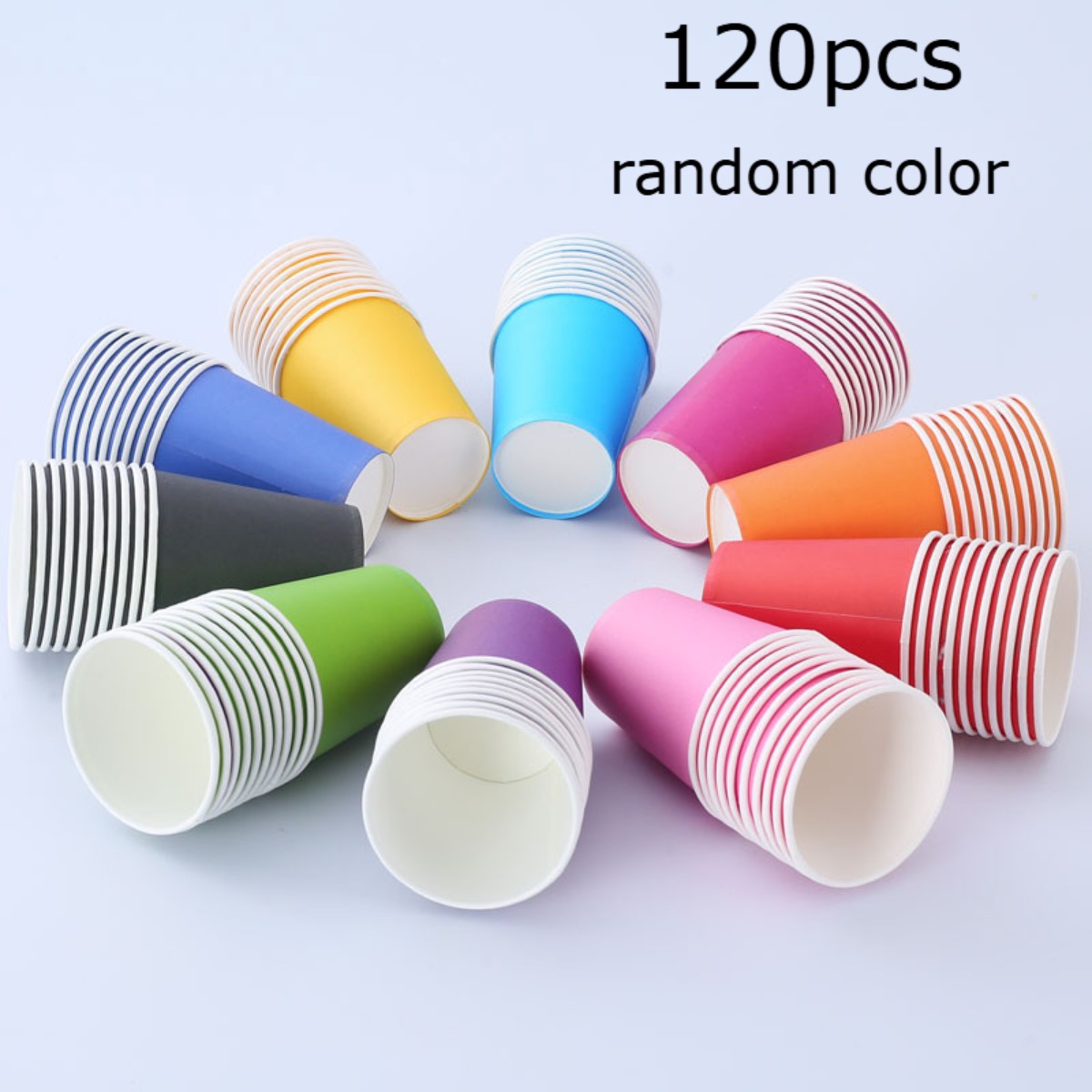 Image of 120pcs Random Color Multicolor Disposable Paper Cups, Solid Color Bulk Cups For Art , Classroom Handicrafts, , Holiday Events, Family Reunions, Office Parties & Casual Occasions