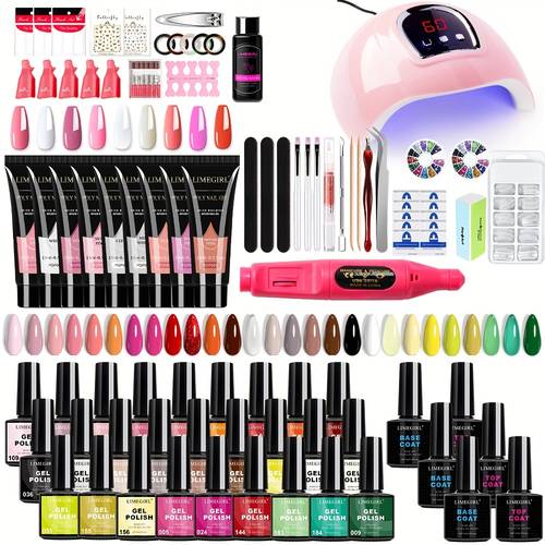 36 color gel nail polish poly gel nail kit with nail light nail drill nail extension gel salon semi permanent gel varnish kit manicure ladies gifts