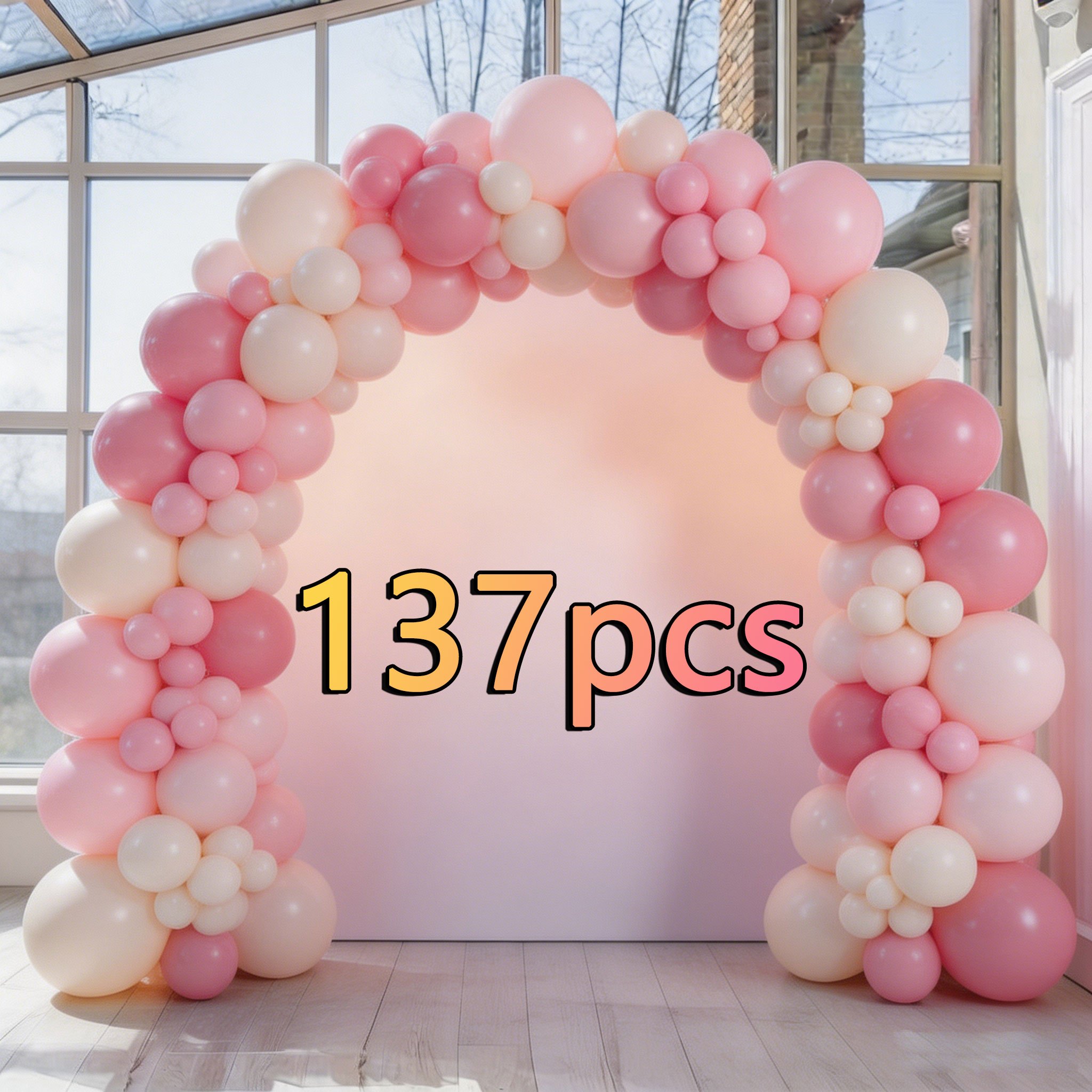 TEMU Kit de Ballons Thème Princesse Peach 137 pièces, Kit Guirlande de Ballons Pêche et Blanc 18/10/5 pouces, Ballons Pastel Pêche, Pêche , , pour