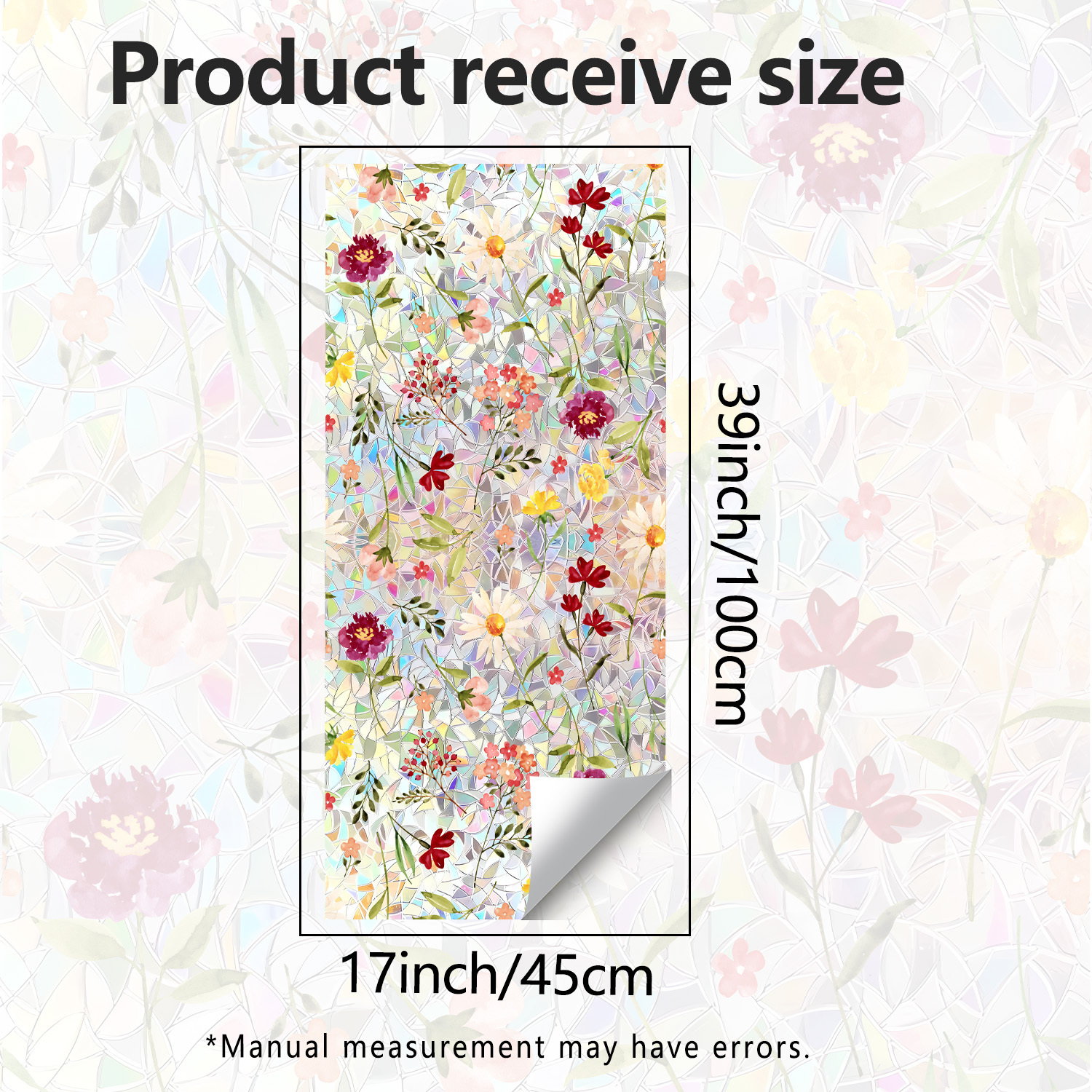 TEMU 1pc Spring Floral Static Glass Film, Vibrant Light And Shadow Window Stickers, No Adhesive No Damage To Glass, Translucent Frosted Privacy