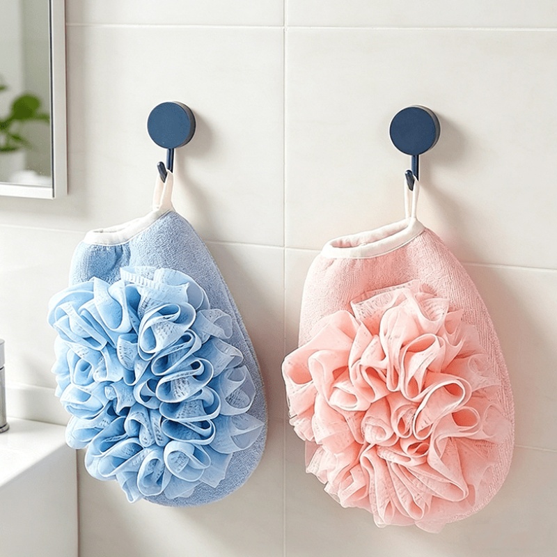 2pcs Soft Scrub Shower Glove and Hook Set for Bathing