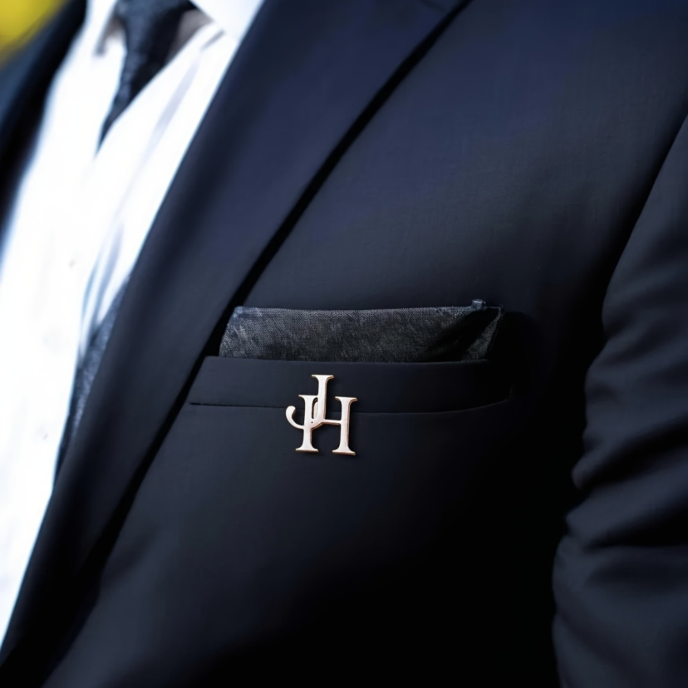 TEMU 1pc Custom Initial Pin, Personalized Couple Letter Wedding Pin, Stainless Steel Suit Lapel Gentleman Pin, Best For Man Groom Pin, Men's Fashion
