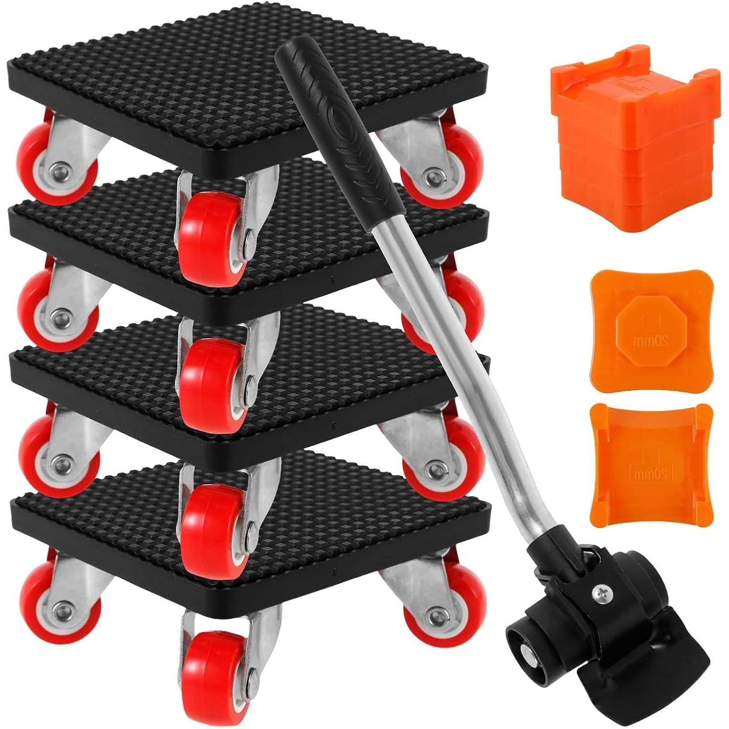 Heavy Furniture Lifter Mover Dolly Set, 360° Rotation 4-wheel Dollies With Extendable , 500kg Capacity Heavy Stuff Moving Tool Set
