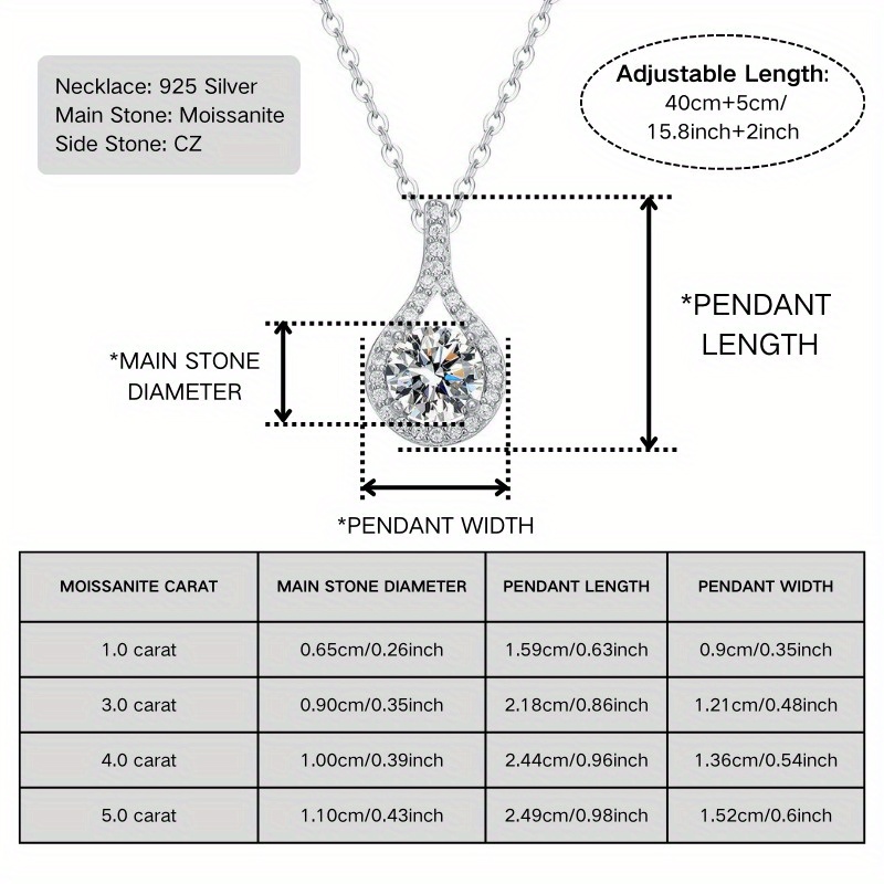 Moissanite S925 Silver Pendant Necklace — Gift Choice