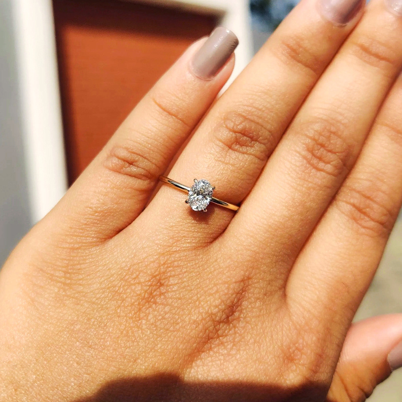 Women's 1/2/3 Carat Elegant Oval Moissanite Ring, Classic Design