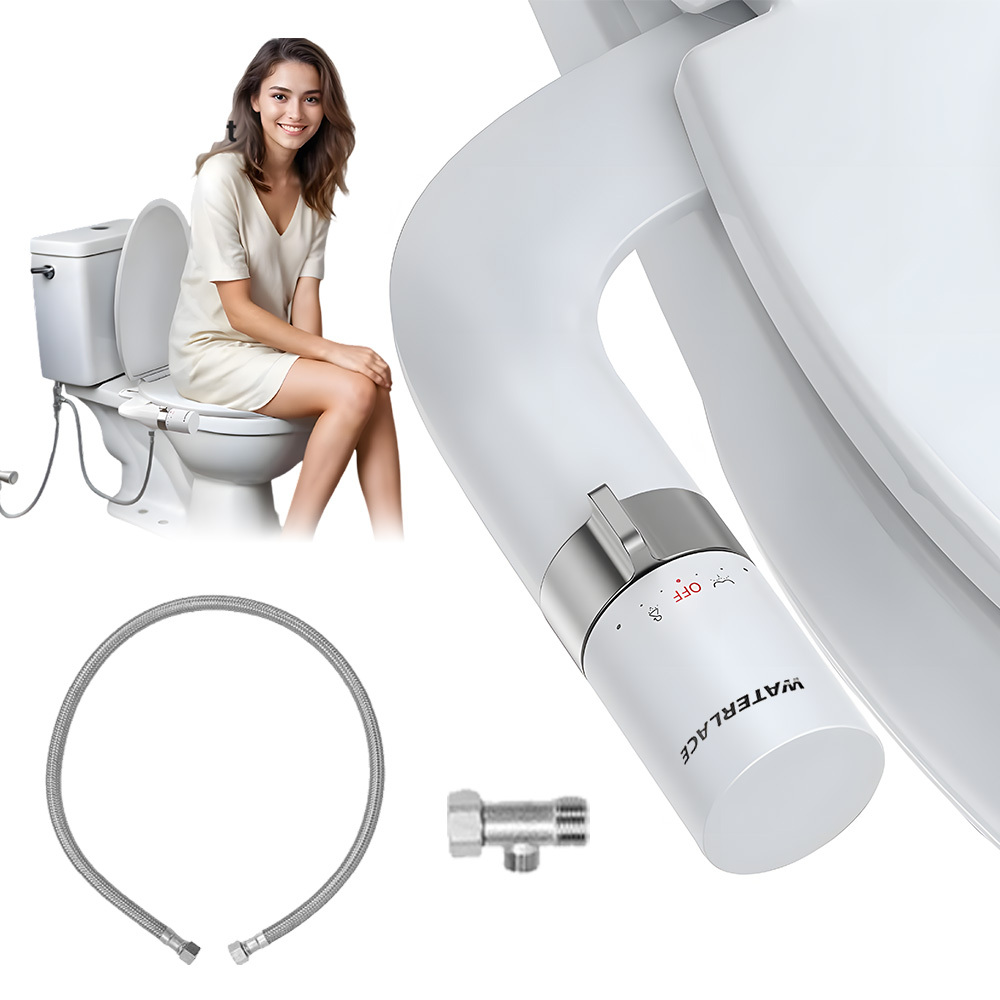 Dual Nozzle Non-electric Bidet Seat Adjustable Water Pressure Ultra Thin Sturdy Material Household Bathroom Sanitary Care Accessory