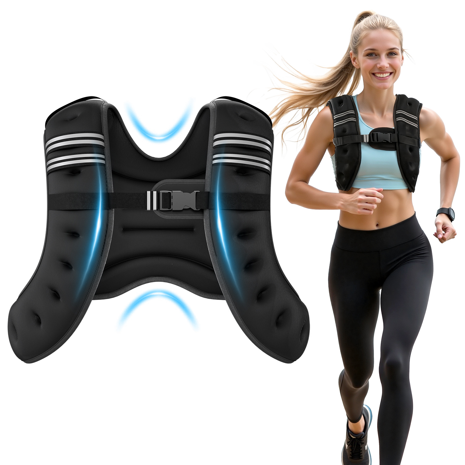 TEMU Professional Weighted Vest For Fitness With Bag - 6lb/22lb - Ideal For Men And Women For Strength Training, Running, Muscle Building And Weight